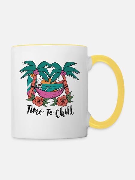 skull surf - Contrasting Mug - white/yellow