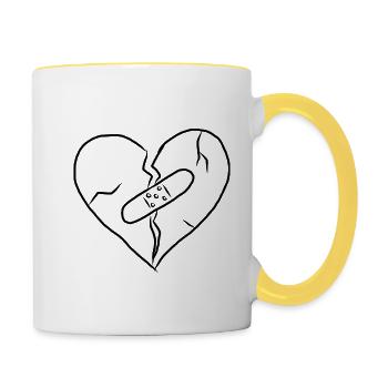Trennung Liebesaus Liebeskummer Herz Geschenk - Tasse zweifarbig - Weiß/Gelb - Rechts