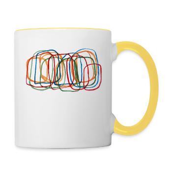 Rectangles colorés - Mug contrasté - blanc/jaune - Droite