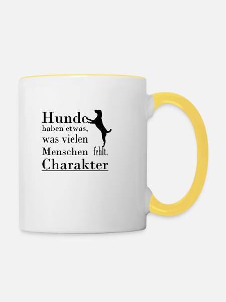 Hund Sprüche - Tasse zweifarbig - Weiß/Gelb