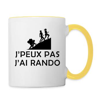 Je peux pas j'ai rando - Tshirt Randonné - Mug contrasté - blanc/jaune - Droite