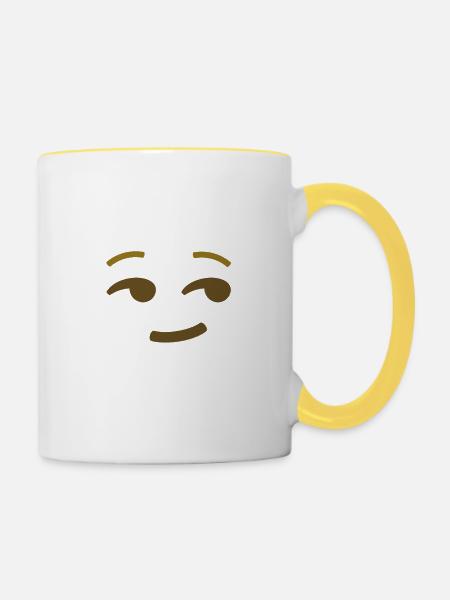 Schelmischer Emoji - Tasse zweifarbig - Weiß/Gelb
