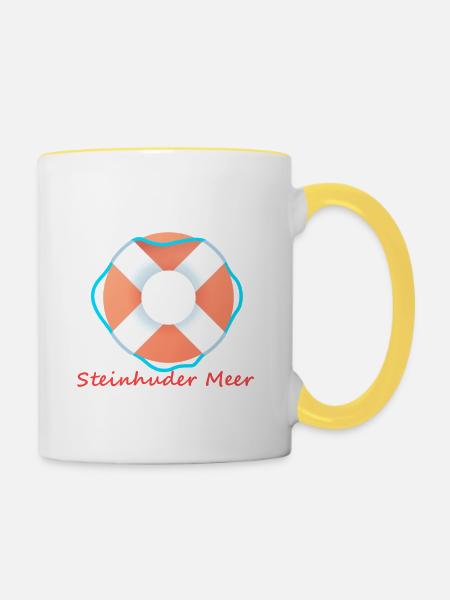 Steinhuder Meer Rettungsring - Tasse zweifarbig - Weiß/Gelb