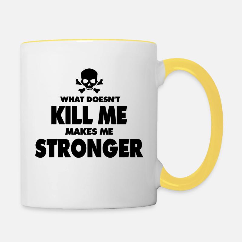 What doesn't kill me makes me stronger Motivation - Tasse zweifarbig - Weiß/Gelb