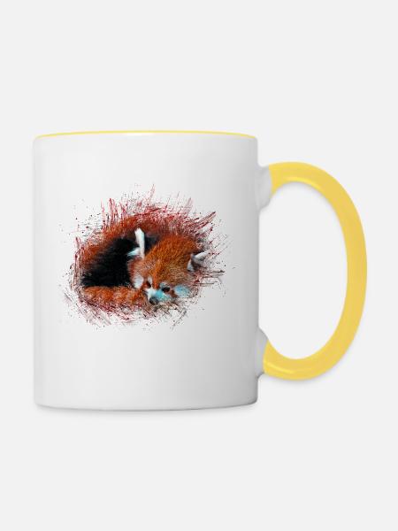 Roter Pandabär - Tasse zweifarbig - Weiß/Gelb