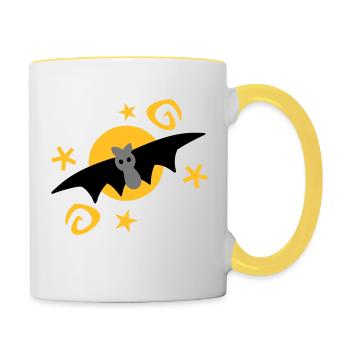 Fledermaus im Mondlicht - Tasse zweifarbig - Weiß/Gelb - Rechts