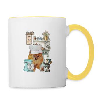 Pomeranian Teddy Pom Shirt and Accessories - Contrasting Mug - white/yellow - Right