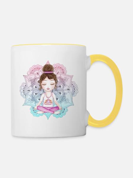 zen mandala - Mug contrasté - blanc/jaune