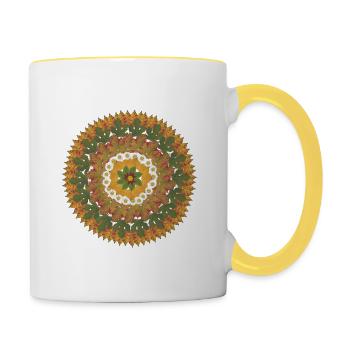 Autumn mandala - Contrasting Mug - white/yellow - Right