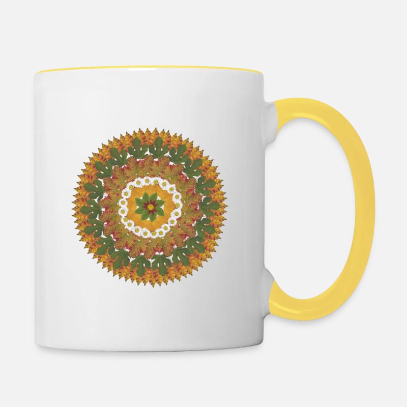 Autumn mandala - Contrasting Mug - white/yellow