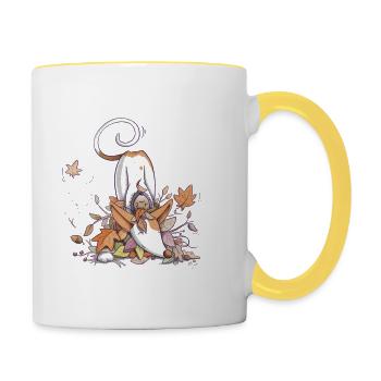 Podencoliebe AUTOMNE - Mug contrasté - blanc/jaune - Droite