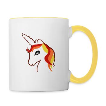 Einhorn Mädchen Geschenk Unicorn Einhörner Tier - Contrasting Mug - white/yellow - Right
