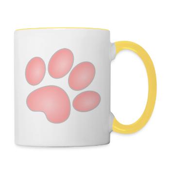 Patte de chat, rose - Mug contrasté - blanc/jaune - Droite