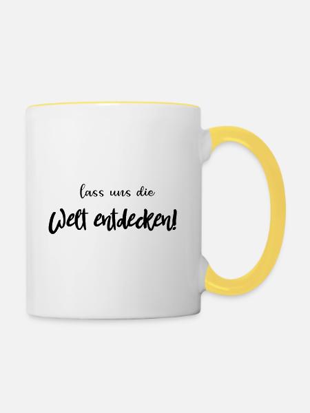 Welt - Tasse zweifarbig - Weiß/Gelb