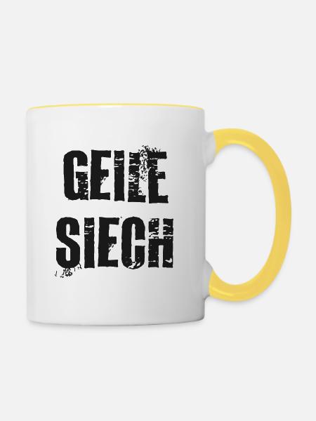 Schweizerdeutsch Geile Siech - Tasse zweifarbig - Weiß/Gelb