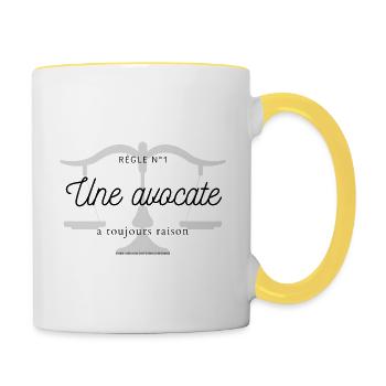 Une avocate a toujours raison - Mug contrasté - blanc/jaune - Droite