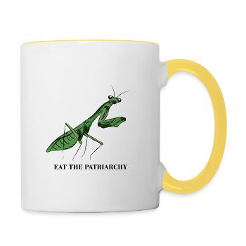Patriarchy Feminist Feminismus Geschenk - Tasse zweifarbig - Weiß/Gelb - Rechts