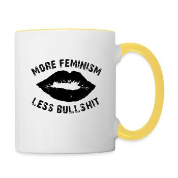 Mehr Feminismus - Tasse zweifarbig - Weiß/Gelb - Rechts