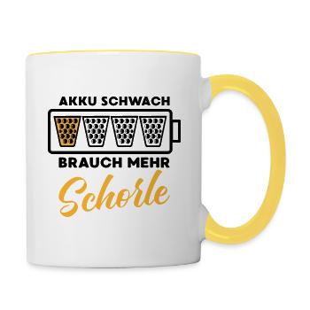 Schorle Pfälzer Riesling Weinfest - Tasse zweifarbig - Weiß/Gelb - Rechts
