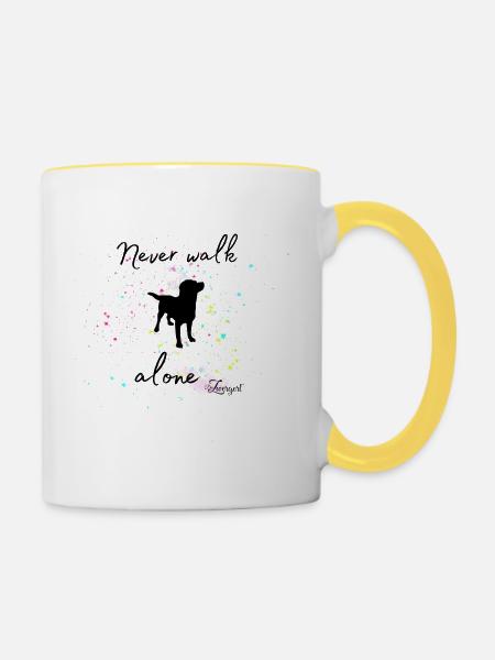 Never walk alone - Tasse zweifarbig - Weiß/Gelb