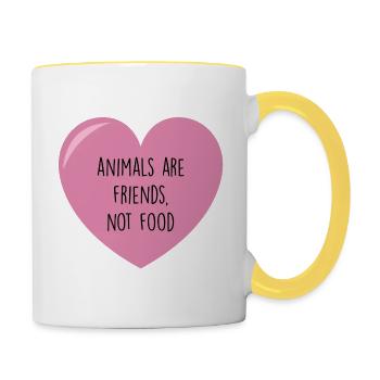 ANIMALS ARE FRIENDS - Contrasting Mug - white/yellow - Right