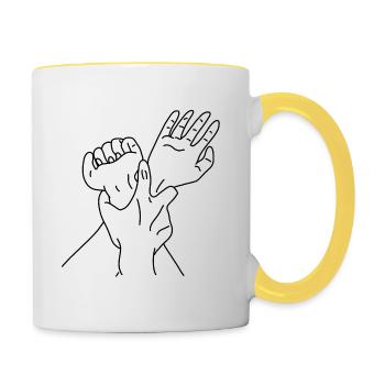 Hands - Contrasting Mug - white/yellow - Right