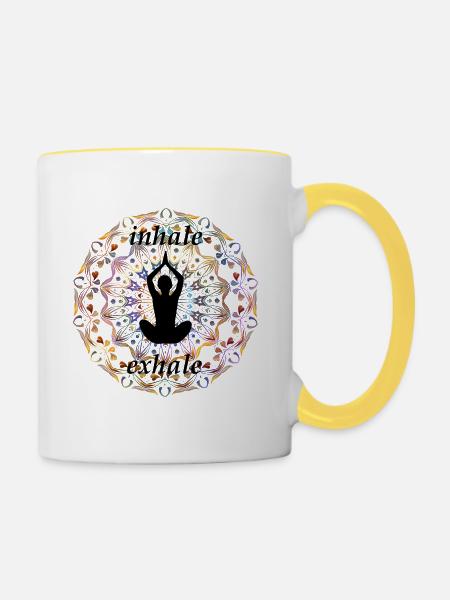Inhale and Exhale - Tasse zweifarbig - Weiß/Gelb
