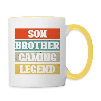 Jeu cadeau - Jeu fils de frère Jeux De Jeu - Mug contrasté - blanc/jaune - Droite