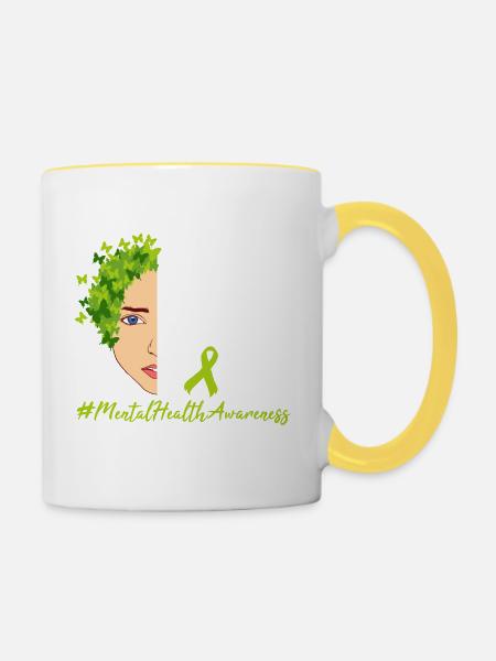 Mental Health Matters End The Stigma TShirt - Tasse zweifarbig - Weiß/Gelb