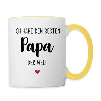 Ich hab den besten Papa der Welt / Vatertag - Tasse zweifarbig - Weiß/Gelb - Rechts