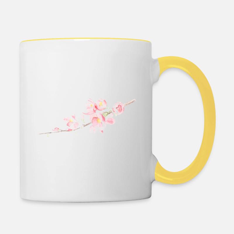 Cherry Blossom - Sakura - Contrasting Mug - white/yellow