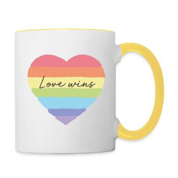 LOVE WINS - Contrasting Mug - white/yellow - Right