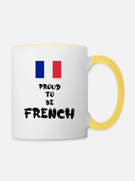 'Proud To Be French' - Tasse zweifarbig - Weiß/Gelb