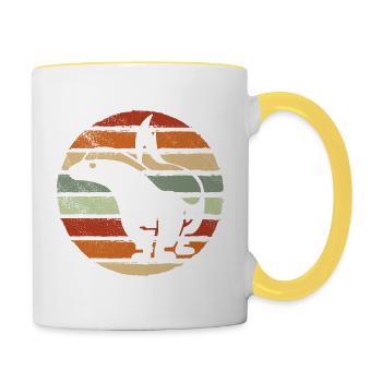 Retro Honigdachs Vintage Honigdachs - Tasse zweifarbig - Weiß/Gelb - Rechts