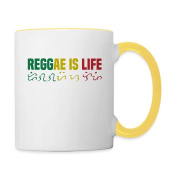 Reggae ist Leben - Tasse zweifarbig - Weiß/Gelb - Rechts