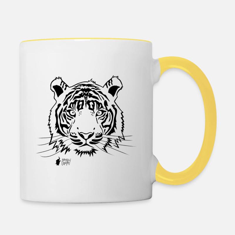 Tiger outline - Contrasting Mug - white/yellow