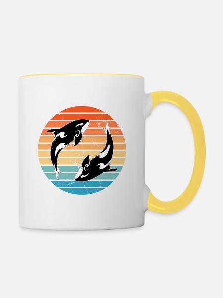 Orcas - Tasse zweifarbig - Weiß/Gelb