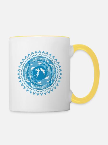 Tochter von Poseidon - Tasse zweifarbig - Weiß/Gelb