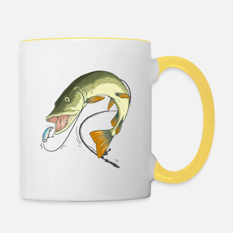 Hecht Wobbler pêche - Mug contrasté - blanc/jaune