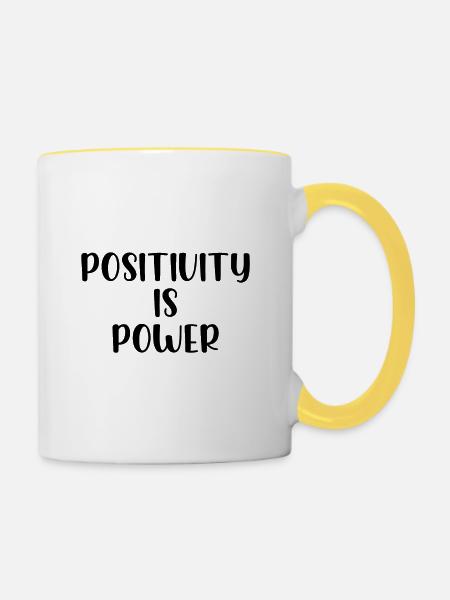 Positivity is power - Tasse zweifarbig - Weiß/Gelb