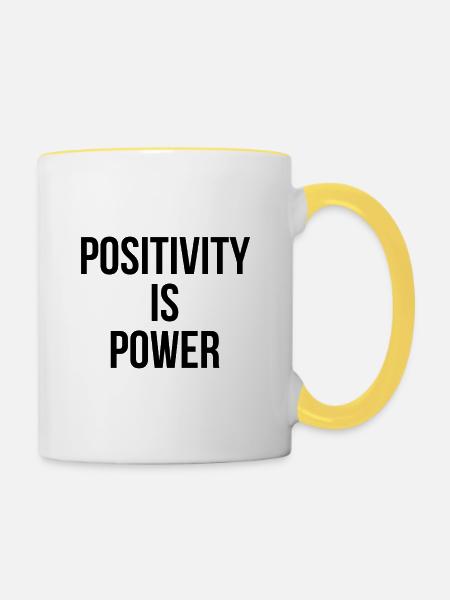 Positivity is power - Tasse zweifarbig - Weiß/Gelb