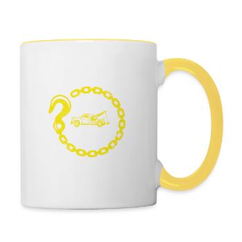 Abschleppwagen Abschleppdienst Abschlepper - Tasse zweifarbig - Weiß/Gelb - Rechts