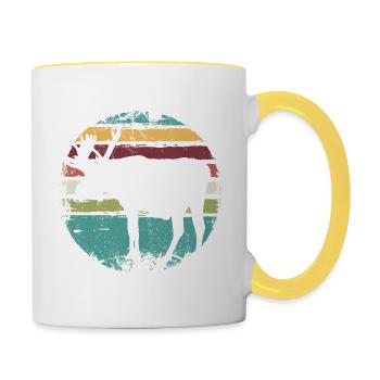Retro Moose Vintage Moose - Contrasting Mug - white/yellow - Right