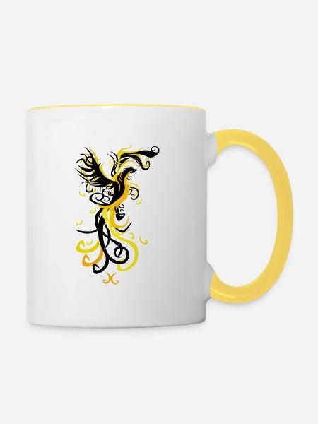Phoenix Bird - Contrasting Mug - white/yellow