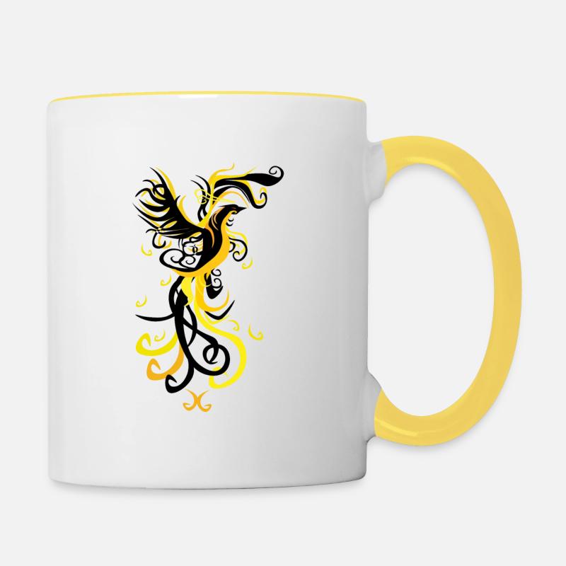 Phoenix Bird - Contrasting Mug - white/yellow