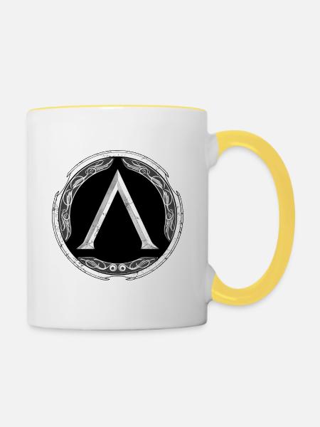 Sparta Krieger - Tasse zweifarbig - Weiß/Gelb