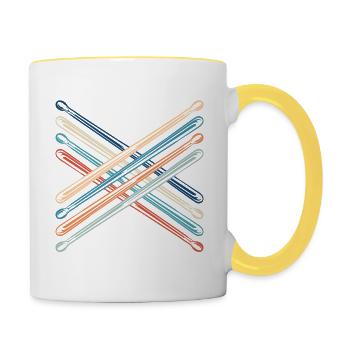 Drumming Shirt For Drummers "Drumsticks" Genuine - Mug contrasté - blanc/jaune - Droite