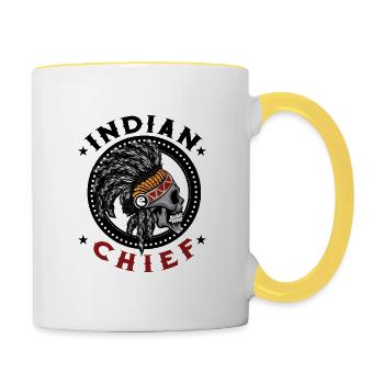 Crâne de guerrier en chef indien est prêt pour la - Mug contrasté - blanc/jaune - Droite