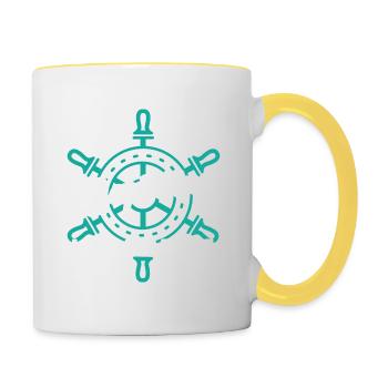 Je suis le capitaine Je fais que le navire arrive - Mug contrasté - blanc/jaune - Droite