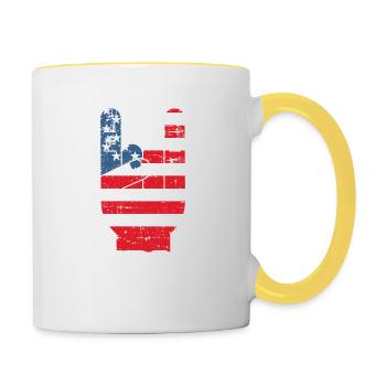 Merica Rock N 'Roll Liberté Diversité Droits - Mug contrasté - blanc/jaune - Droite